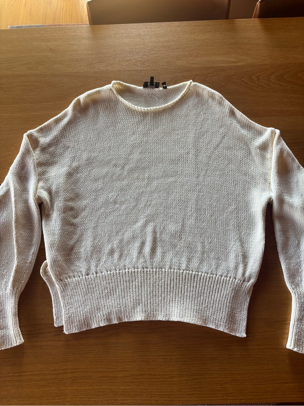 Theory Women's Cream Scoop-Neck Knit Sweater with dolman sleeves